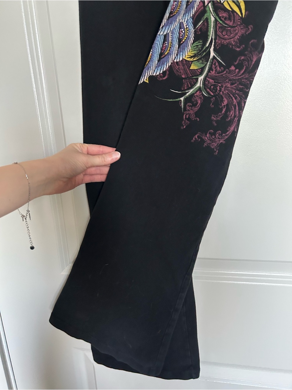 T Party Fashion Y2K Black Leggings with Multicolor Grunge Side detail - Picture 5 of 9